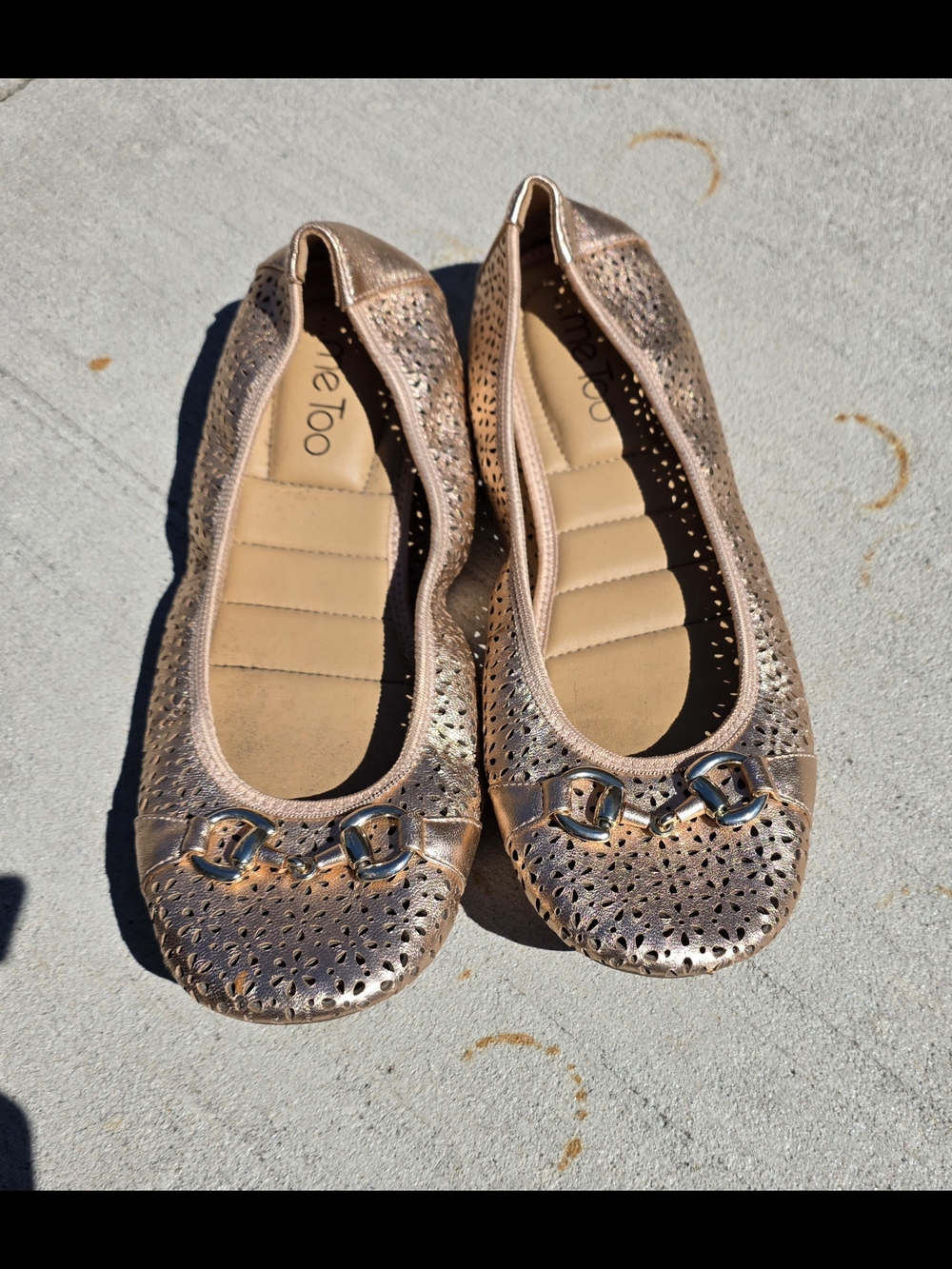 Me Too Luna Perf Ballerina flats. In Rose Gold. Size 10. Wore A Couple Times - Picture 3 of 9